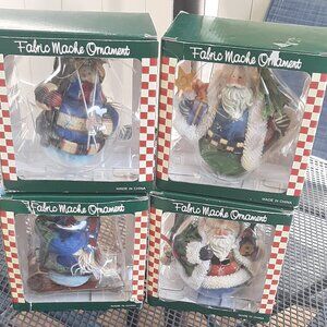 Vintage Fabric Mache Christmas Ornaments